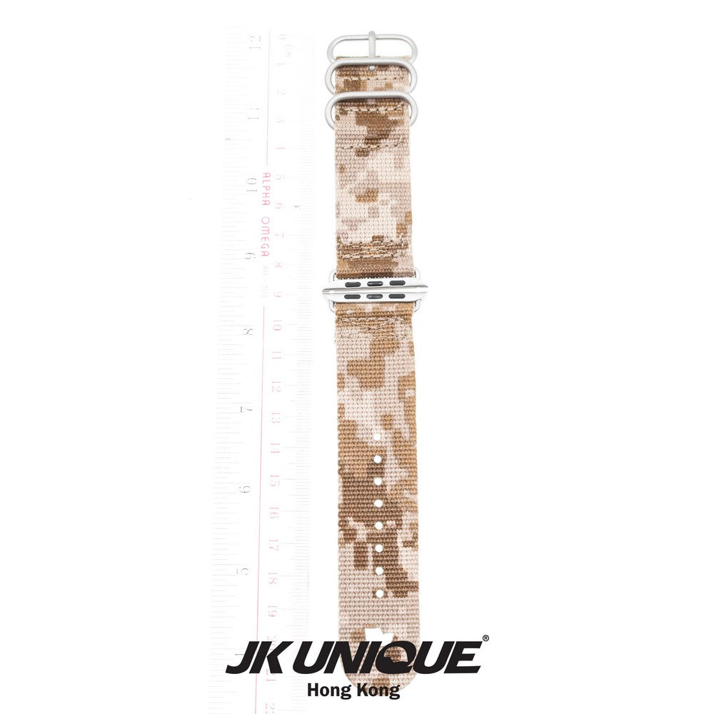 JK UNIQUE CAMO NYLON Apple Watch Strap 42mm Silver Buckle - AOR1 ( Digital Desert )