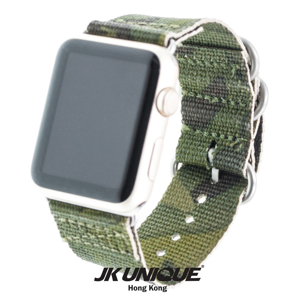 JK UNIQUE CAMO NYLON Apple Watch Strap 42mm Silver Buckle - Multicam Tropic