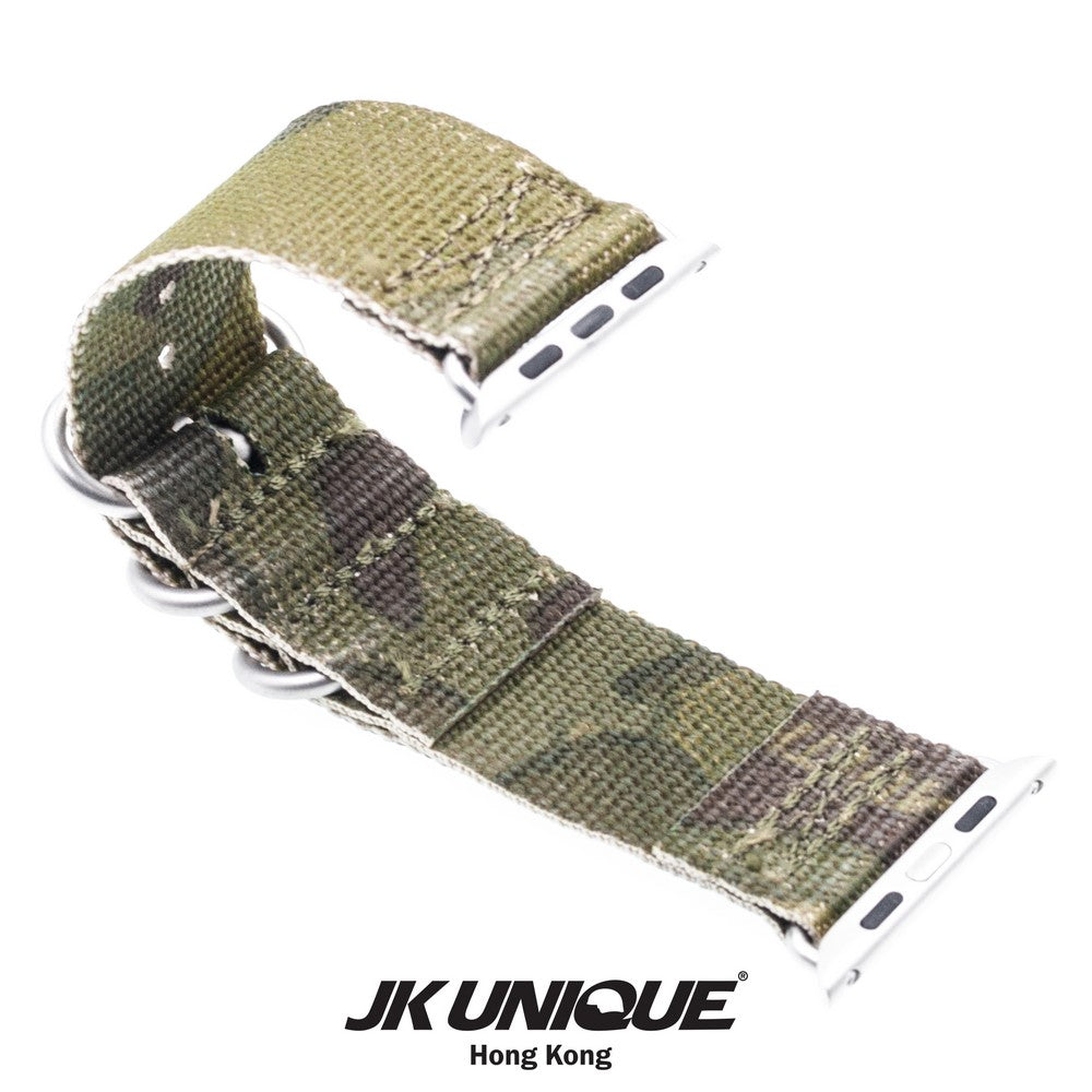 JK UNIQUE CAMO NYLON Apple Watch Strap 42mm Silver Buckle - Multicam Tropic