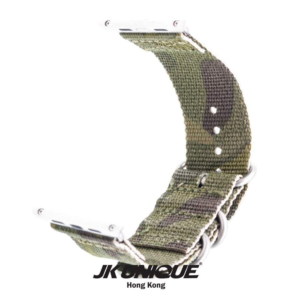 JK UNIQUE CAMO NYLON Apple Watch Strap 42mm Silver Buckle - Multicam Tropic