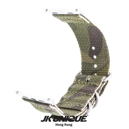 JK UNIQUE CAMO NYLON Apple Watch Strap 42mm Silver Buckle - Multicam Tropic