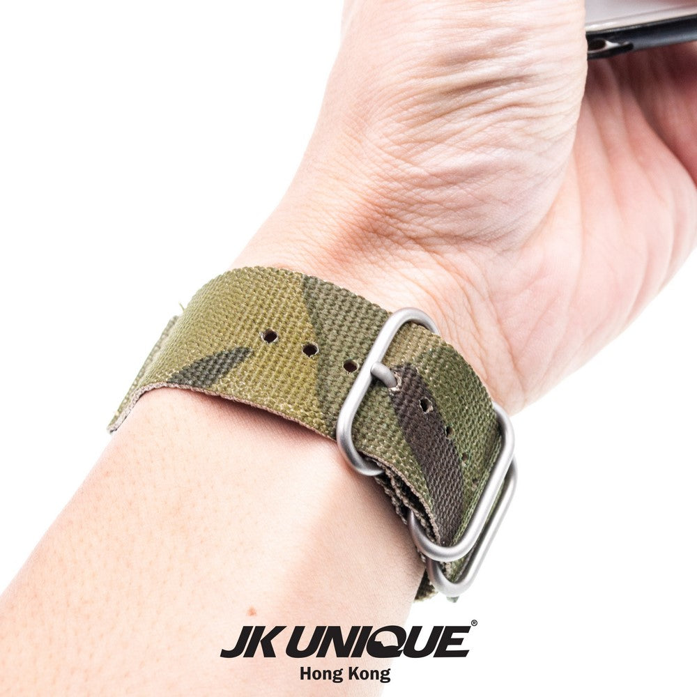 JK UNIQUE CAMO NYLON Apple Watch Strap 42mm Silver Buckle - Multicam Tropic