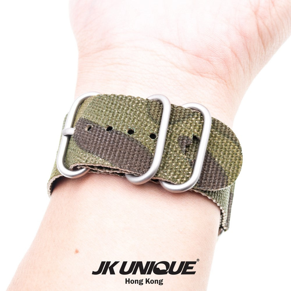JK UNIQUE CAMO NYLON Apple Watch Strap 42mm Silver Buckle - Multicam Tropic