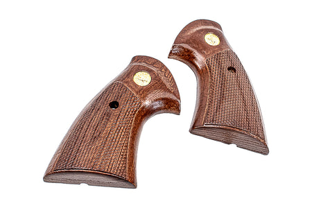 King Arms Real Wood Grip Panels With Golden Plate For KA COLT Python .357 Gas Revolver Series