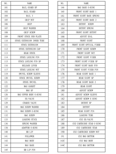 KJ KC-02 GBBR Explosion Parts ( KC02 Original ) - #141 KC02 Mag Follower