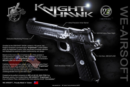 WE Knight Hawk M1911 Full Metal GBB Pistol (Silver / Black)