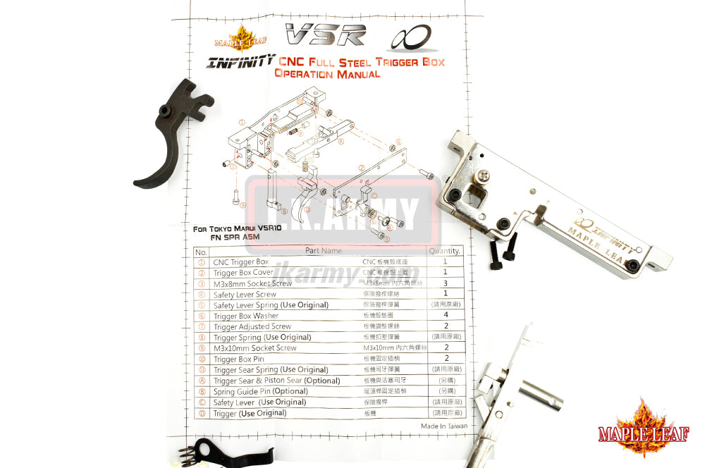 Maple Leaf VSR Infinity CNC Full Steel Trigger Set ( Set w/ Trigger Upgrade ) For VSR-10 Series FN SPR A5M