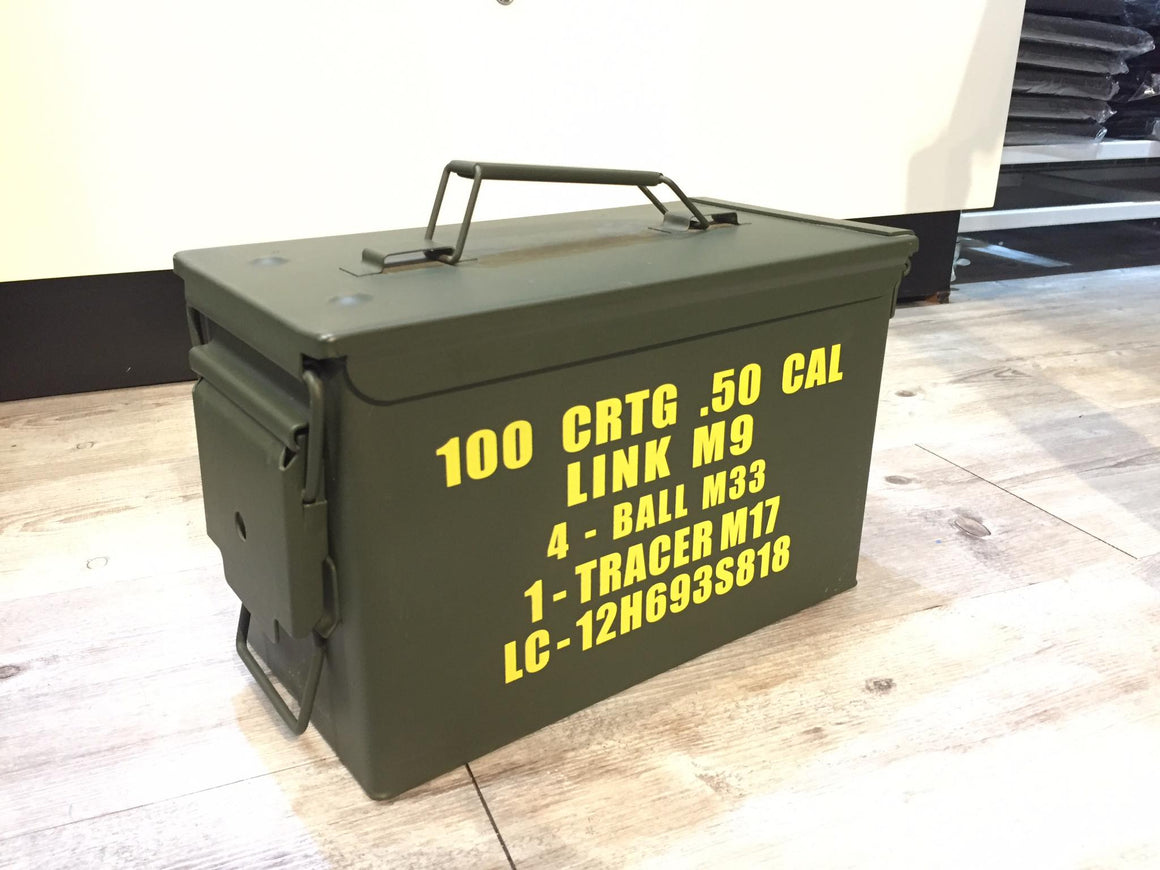 Metal .50 CAL Ammo Can Box Storage Airtight & Waterproof Stackable Storage for Pistol Case ( 2 Pistol & 6 Magazine )