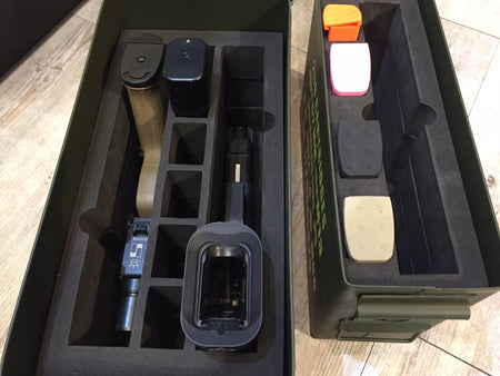 Metal .50 CAL Ammo Can Box Storage Airtight & Waterproof Stackable Storage for Pistol Case ( 2 Pistol & 6 Magazine )