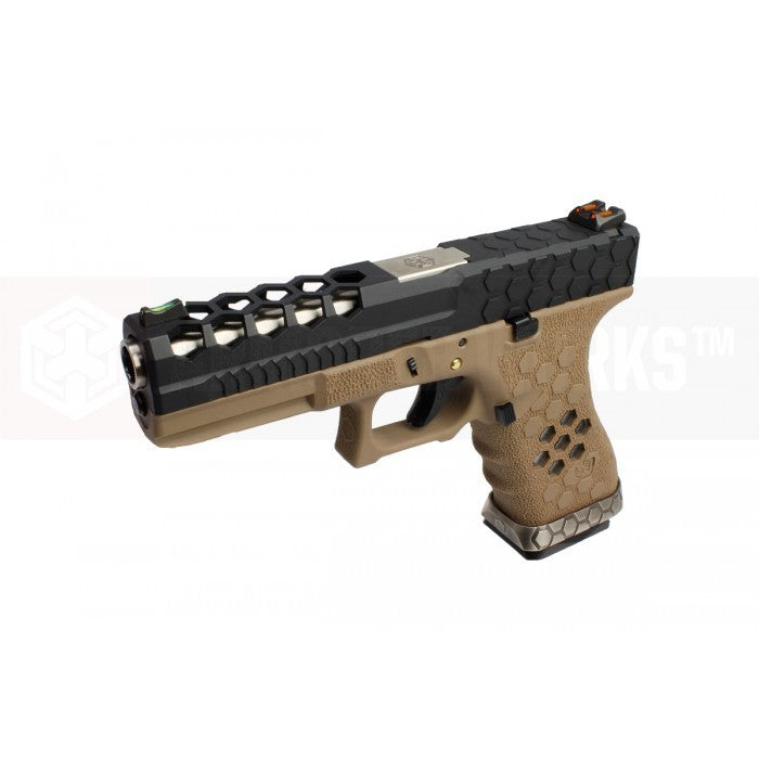 AW VX0111 Hex Cut Signature Model 17 GBB Airsoft Pistol ( BK/TAN )