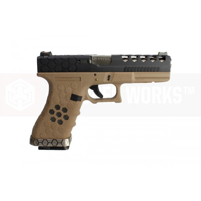 AW VX0111 Hex Cut Signature Model 17 GBB Airsoft Pistol ( BK/TAN )