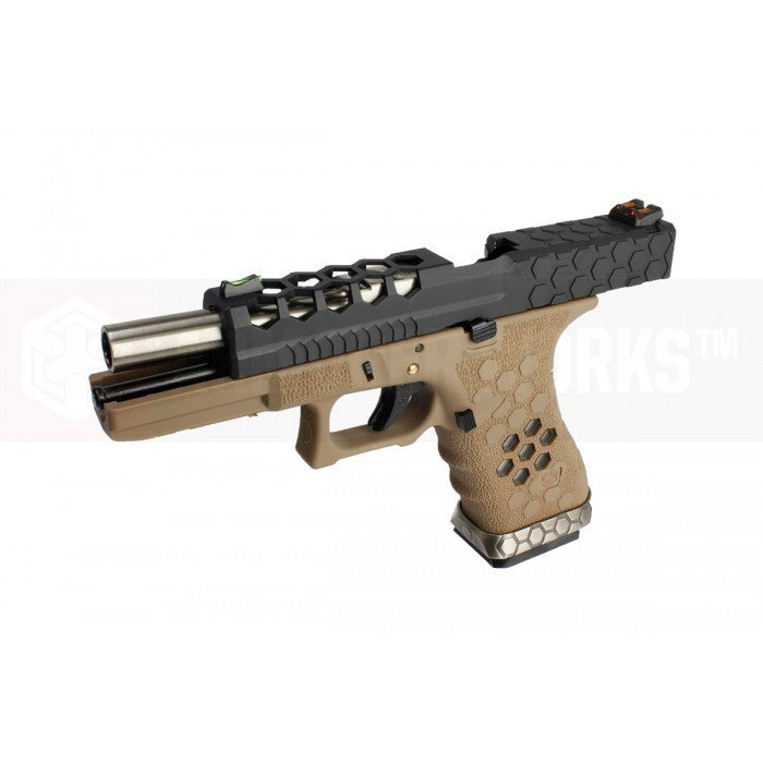 AW VX0111 Hex Cut Signature Model 17 GBB Airsoft Pistol ( BK/TAN )
