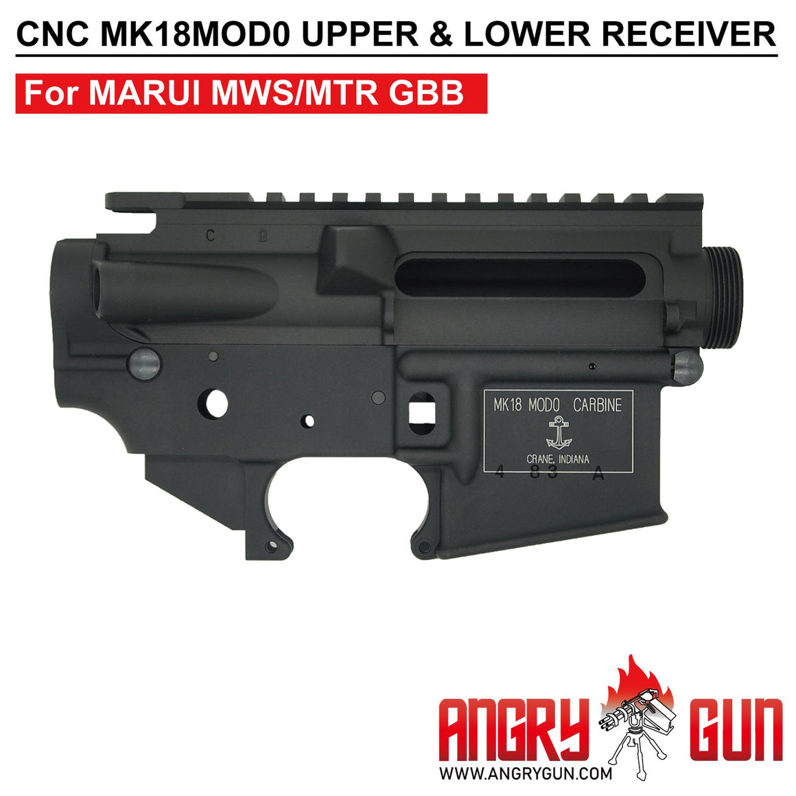 Angry Gun CNC Upper & Lower Receiver for Marui TM MWS / MTR GBB ( MK18 MOD 0 / M16A1 MK12 ) ( Colt Licensed w/ Roll Marking Press )-M16A1 MK12