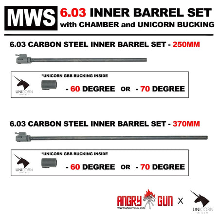 Angry Gun MWS 6.03 Carbon Steel Inner Barrel Set ( With Chamber Set & Bucking ) ( for Marui TM MWS GBBR )-370mm-60�