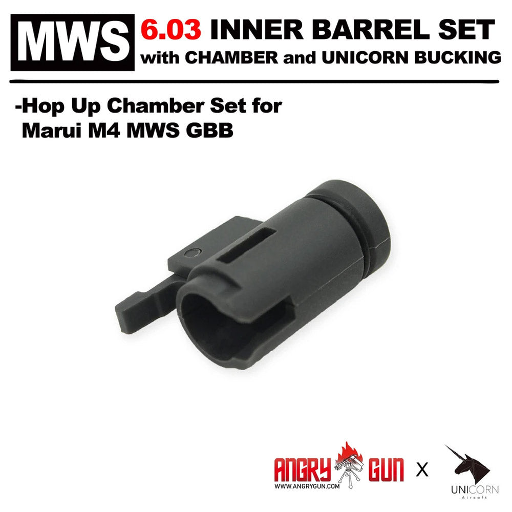 Angry Gun MWS 6.03 Carbon Steel Inner Barrel Set ( With Chamber Set & Bucking ) ( for Marui TM MWS GBBR )-370mm-60�