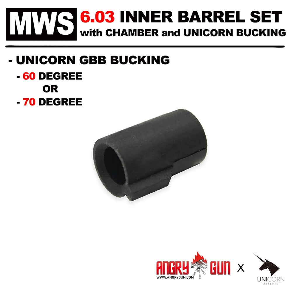Angry Gun MWS 6.03 Carbon Steel Inner Barrel Set ( With Chamber Set & Bucking ) ( for Marui TM MWS GBBR )-370mm-60�