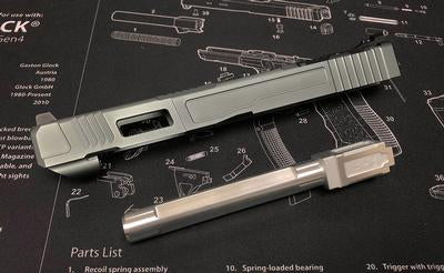Nova FI Style 34 Aluminum Slide Set For Marui Model 17 GBB Series ( Titanium )-Titanium Grey