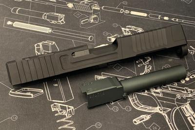 NOVA CNC Aluminum FI-style Model19 MK-1 Slide set for Tokyo Marui Model 19 GBB Series ( BK )