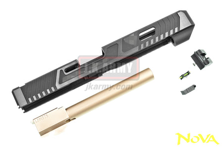 Nova TT Style 34 Aluminum Slide & Copper Barrel for Marui Arisoft Model 17 / 34 GBB Series - Black