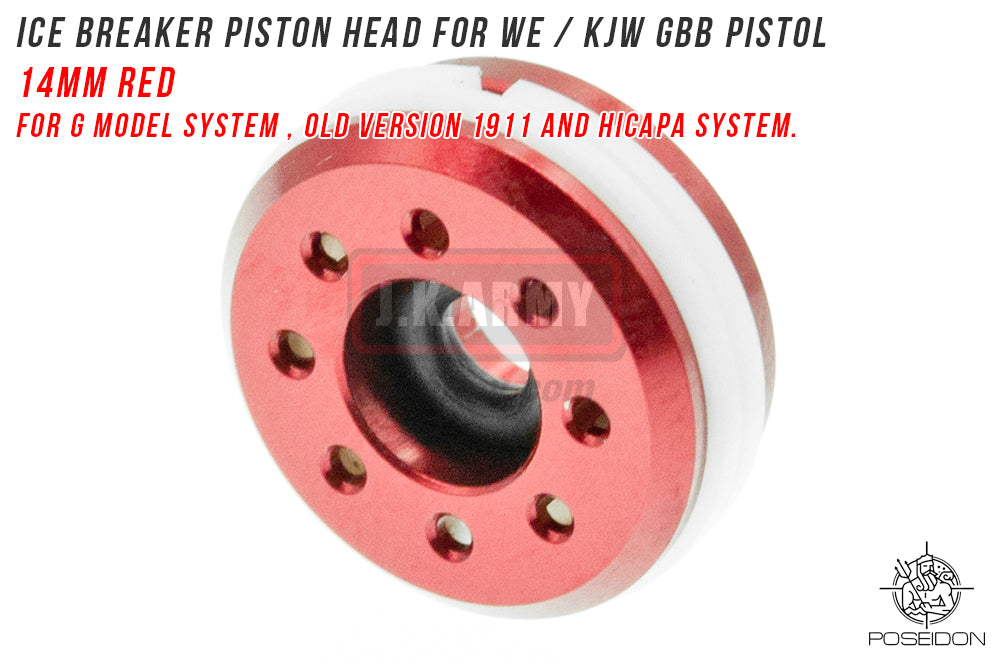 Poseidon ICE Breaker Piston Head 14mm Red With Valve Block Set  for WE / KJW GBB Pistol