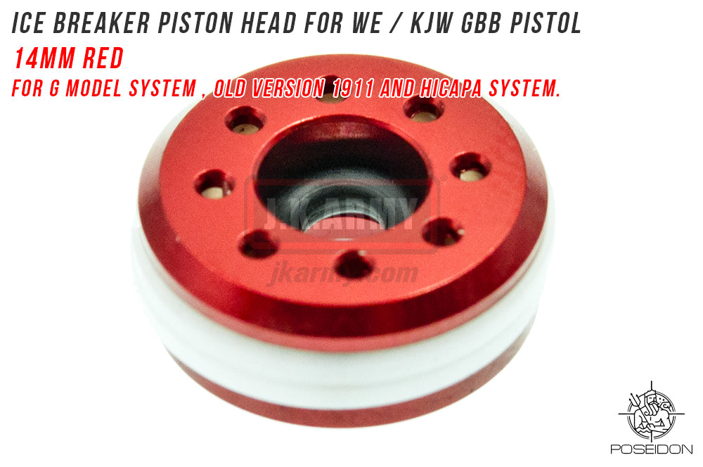 Poseidon ICE Breaker Piston Head 14mm Red With Valve Block Set  for WE / KJW GBB Pistol