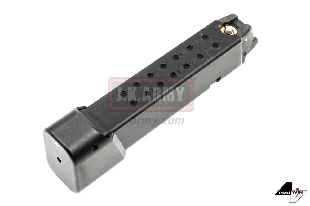 ProWin CNC 36Rds Magazine for Marui TM G17 18 34 Etc. GBB Series ( STD 9mm 17RD+6RD Style ) ( Black Base ) ( V2 )