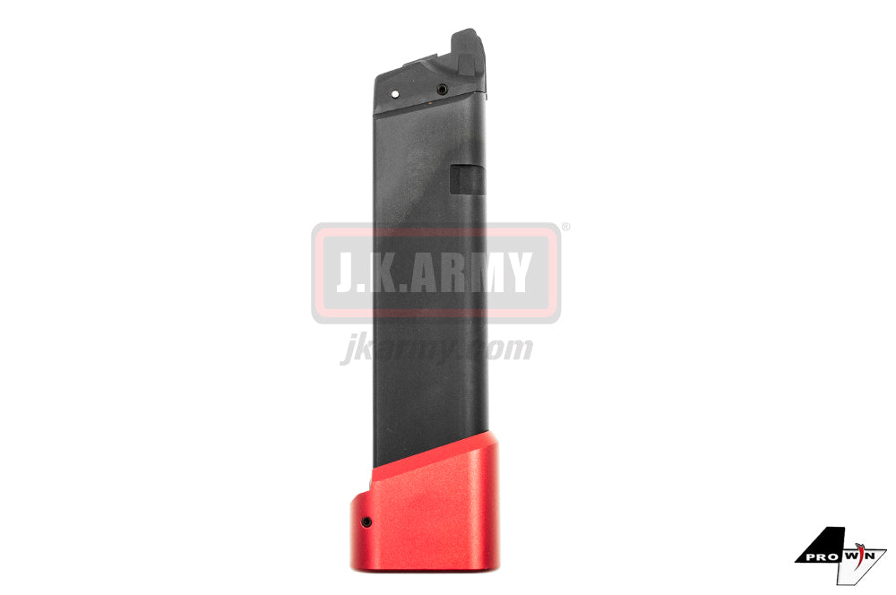 ProWin CNC 36Rds Magazine for Marui G Series GBB Model 17 1.8C 3.4 etc. ( STD 9mm 17RD+6RD Style ) ( Red Base )
