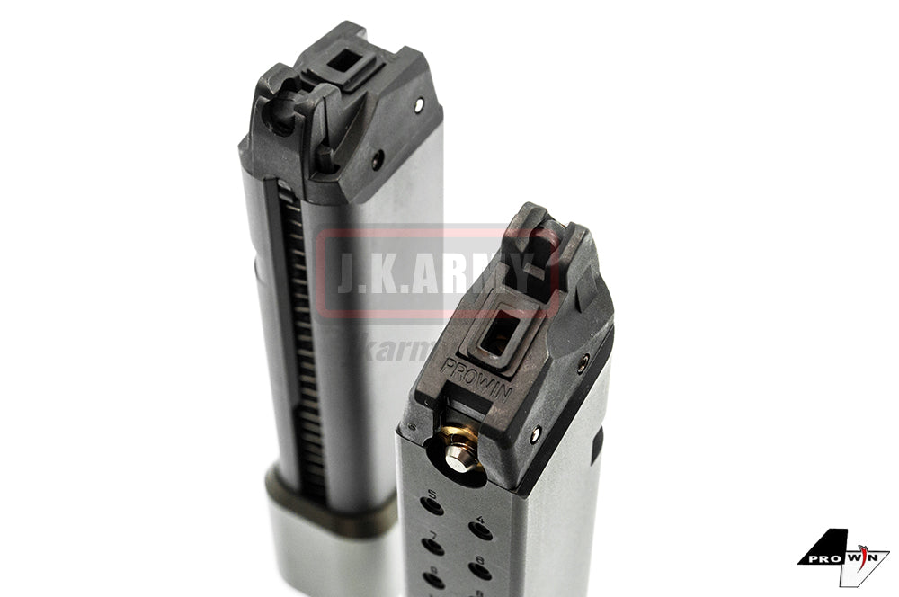 ProWin CNC 36Rds Magazine for Marui G Series GBB Model 17 1.8C 3.4 etc. ( STD 9mm 17RD+6RD Style ) ( Grey Base )