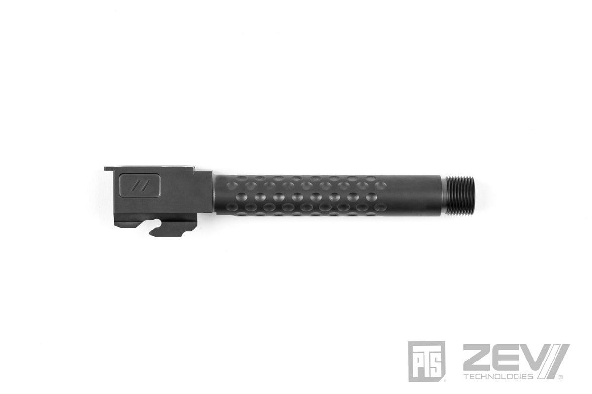 PTS ZEV Suppressor Threaded Dimpled Barrel with Steel Cap Thread Protector for TM G Model 17 GBB Pistol ( Black / Silver / Bronze )-Bronze