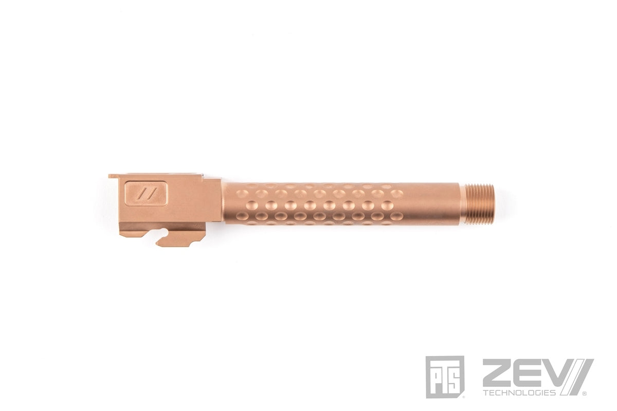 PTS ZEV Suppressor Threaded Dimpled Barrel with Steel Cap Thread Protector for TM G Model 17 GBB Pistol ( Black / Silver / Bronze )-Bronze