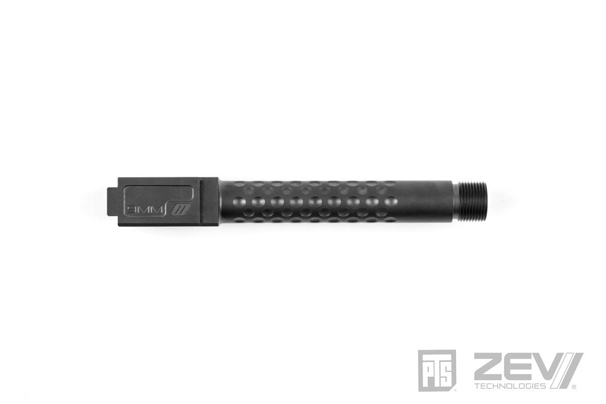 PTS ZEV Suppressor Threaded Dimpled Barrel with Steel Cap Thread Protector for TM G Model 17 GBB Pistol ( Black / Silver / Bronze )-Bronze