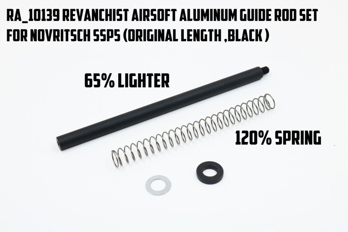 Revanchist Aluminum Guide Rod 120% Spring Set For Novritsch SSP5 GBBP ( 65% / 80% Lighter )-Short Length-Black