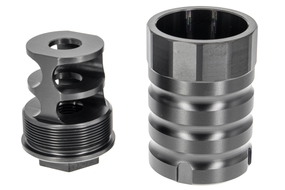 RGW X12 Style Airsoft Muzzle Brake w/ Blast Shield 14mm CCW