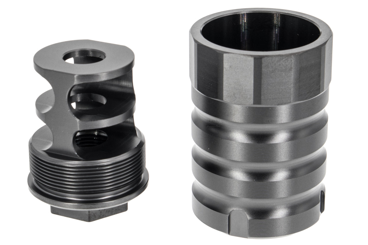 RGW X12 Style Airsoft Muzzle Brake w/ Blast Shield 14mm CCW