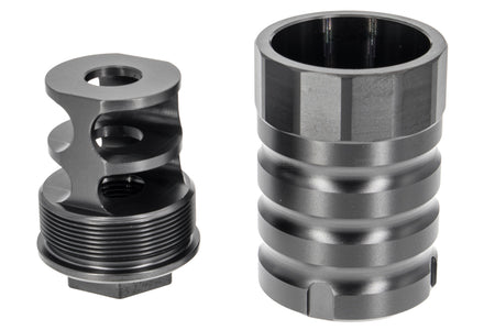 RGW X12 Style Airsoft Muzzle Brake w/ Blast Shield 14mm CCW