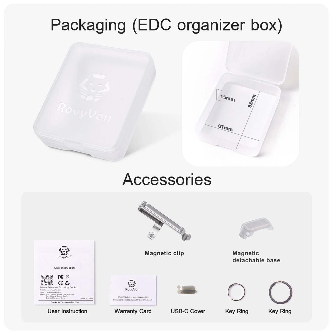 RovyVon Aurora A7 USB-C GITD Keychain EDC Flashlight