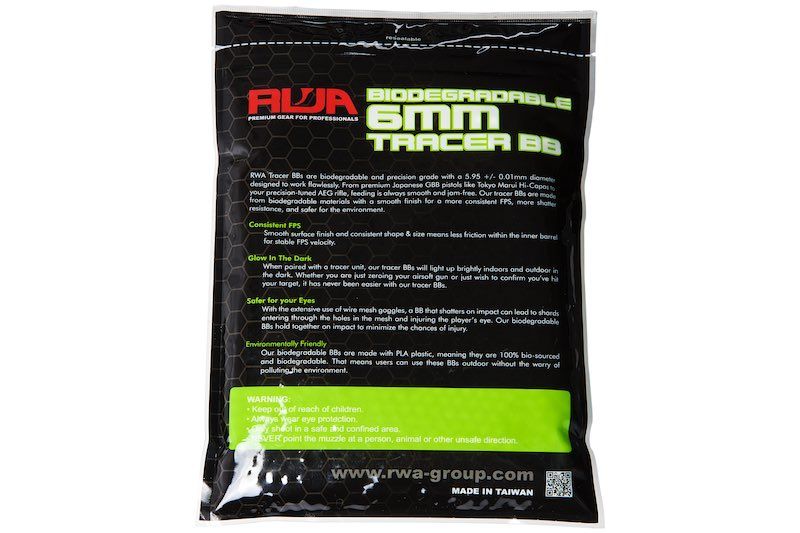 RWA 6mm Airsoft Tracer BBs ( PLA BIO ) ( 0.20g / 0.25g / 0.28g / 0.30g / 0.32g ) ( 3000rds per bag )