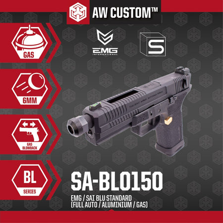 EMG SAI BLU Model 17 Standard GBB Pistol Airsoft ( Full Auto / Aluminum / Green Gas Type ) ( Black & Gold ) #SA-BL0150