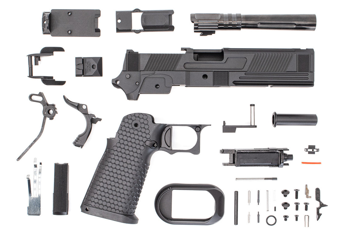 Toxicant FI Style V9 Slide Kit For Marui TM Hi-Capa GBBP Airsoft ( Black Slide ) ( Limited Edition )-TiN Gold Outer Barrel