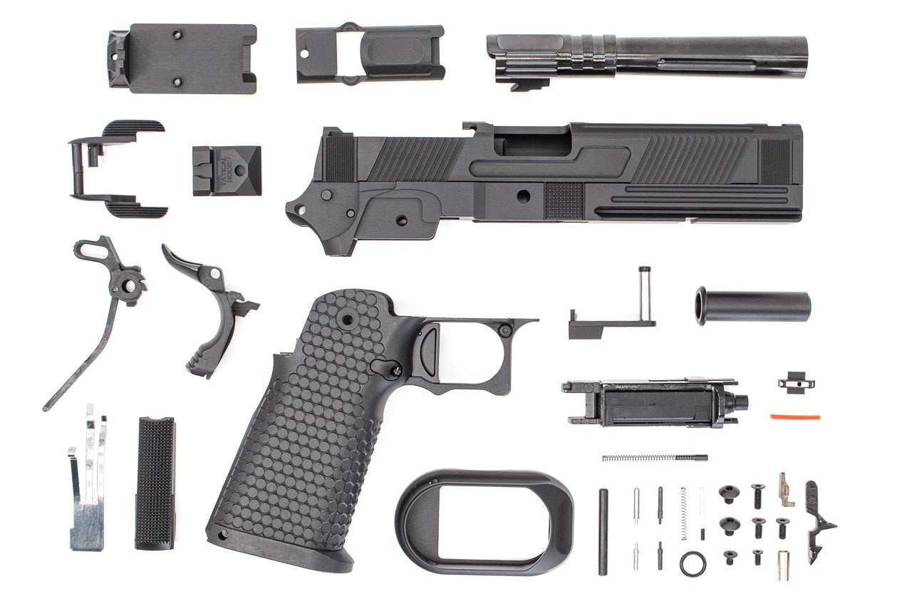 Toxicant FI Style V9 Slide Kit For Marui TM Hi-Capa GBBP Airsoft ( Black Slide ) ( Limited Edition )-TiN Gold Outer Barrel