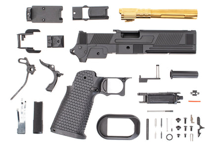 Toxicant FI Style V9 Slide Kit For Marui TM Hi-Capa GBBP Airsoft ( Black Slide ) ( Limited Edition )-TiN Gold Outer Barrel