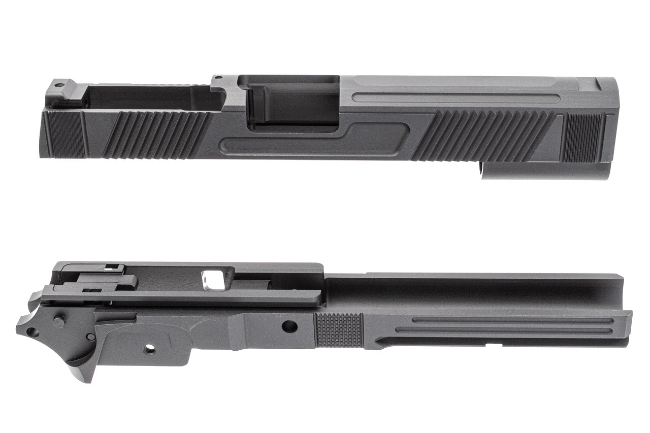 Toxicant FI Style V9 Slide Kit For Marui TM Hi-Capa GBBP Airsoft ( Black Slide ) ( Limited Edition )-TiN Gold Outer Barrel