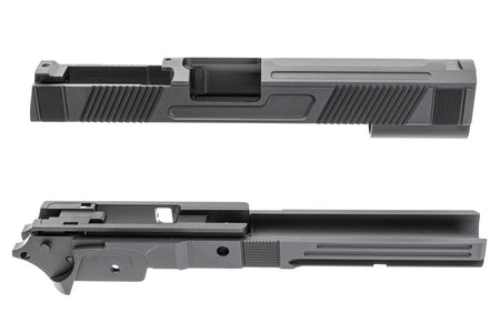 Toxicant FI Style V9 Slide Kit For Marui TM Hi-Capa GBBP Airsoft ( Black Slide ) ( Limited Edition )-TiN Gold Outer Barrel