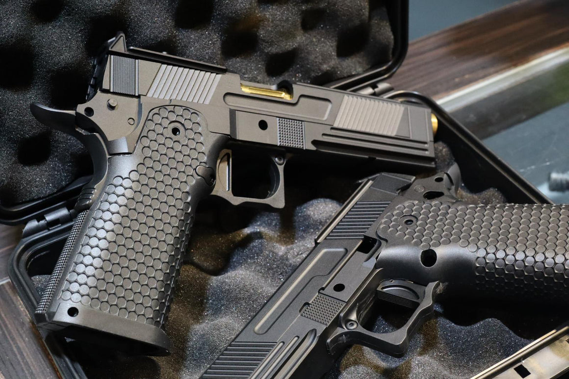 Toxicant FI Style V9 Slide Kit For Marui TM Hi-Capa GBBP Airsoft ( Black Slide ) ( Limited Edition )-TiN Gold Outer Barrel