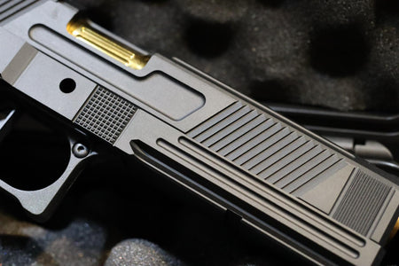 Toxicant FI Style V9 Slide Kit For Marui TM Hi-Capa GBBP Airsoft ( Black Slide ) ( Limited Edition )-TiN Gold Outer Barrel