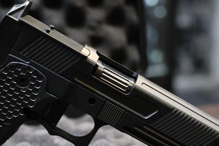 Toxicant FI Style V9 Slide Kit For Marui TM Hi-Capa GBBP Airsoft ( Black Slide ) ( Limited Edition )-TiN Gold Outer Barrel