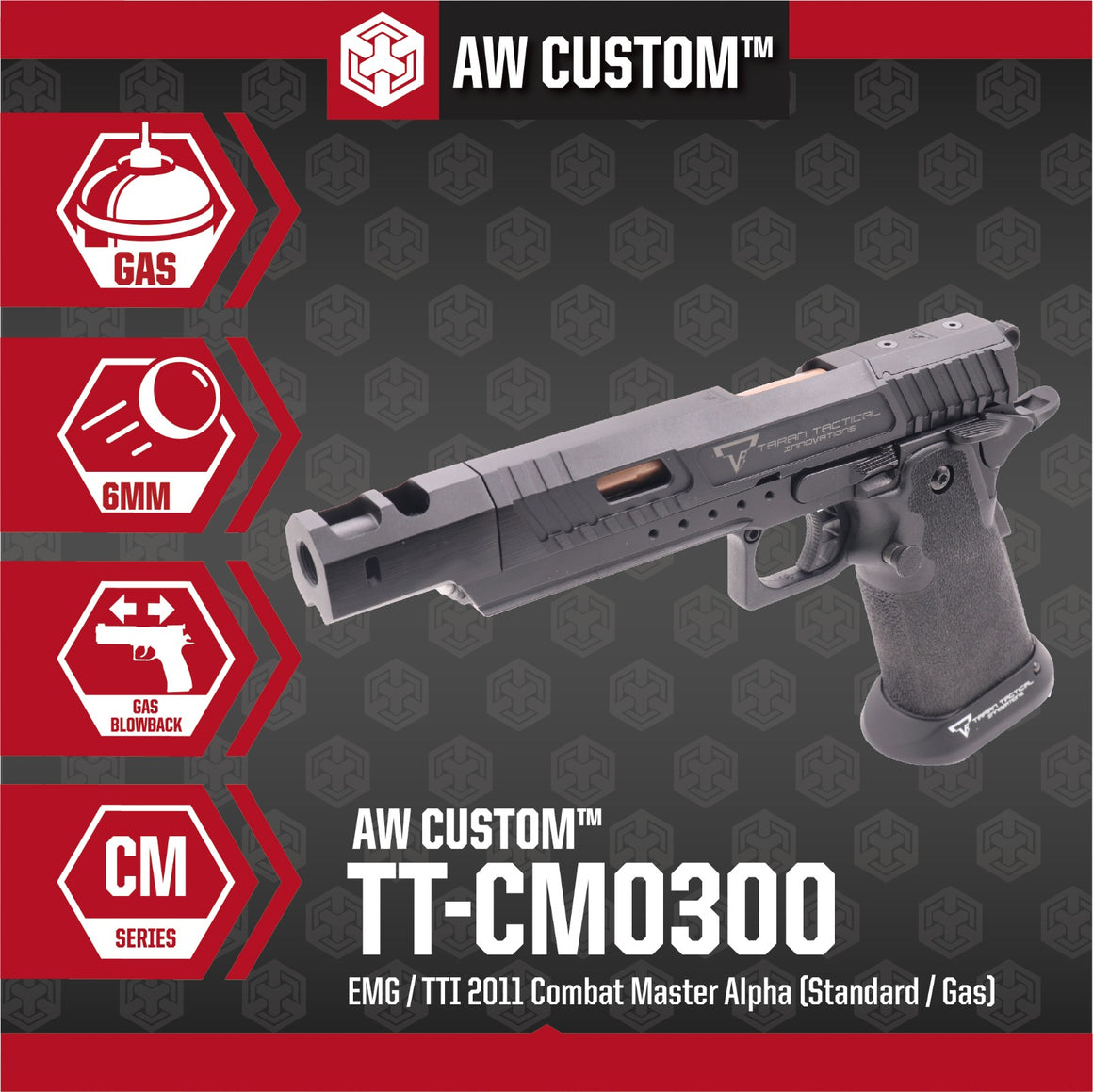 EMG / TTI 2011 Combat Master Alpha ( Standard / Gas ) GBB Pistol Airsoft ( by AW Custom ) ( Licensed by Taran Tactical Innovations )