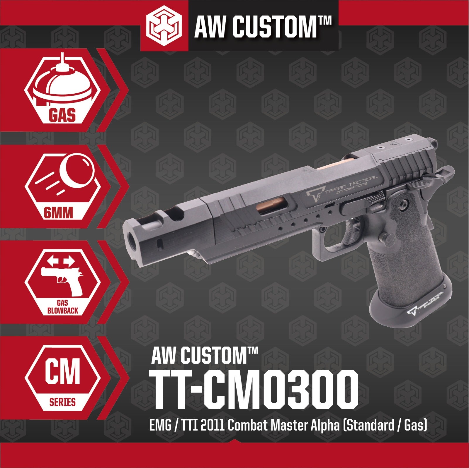EMG / TTI 2011 Combat Master Alpha ( Standard / Gas ) GBB Pistol Airsoft ( by AW Custom ) ( Licensed by Taran Tactical Innovations )