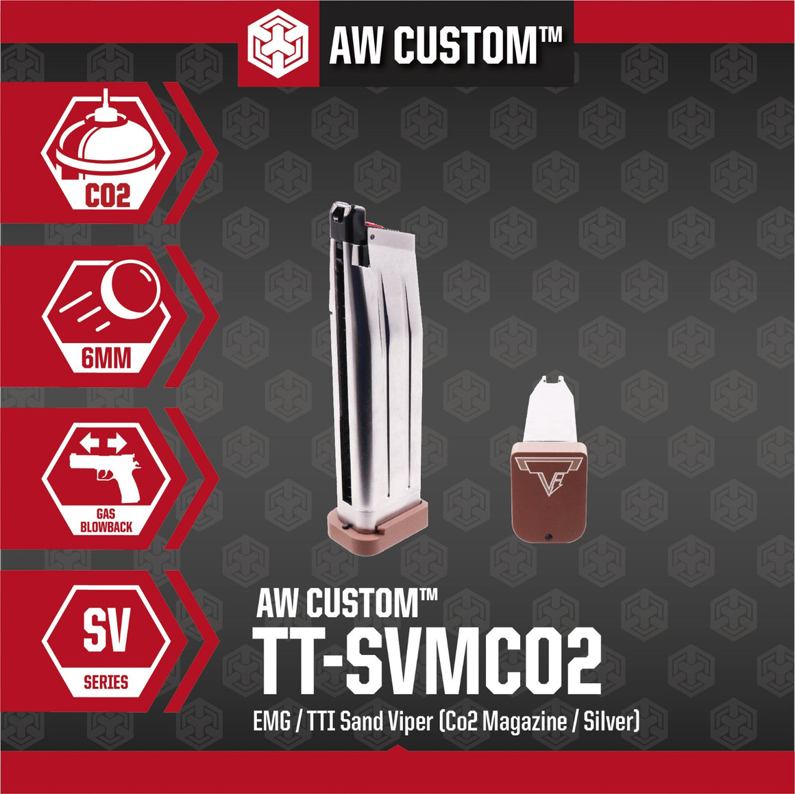 EMG / TTI Sand Viper Silver Co2 Magazine 28 Rds ( TTI Hi-Capa / AW Hi-Capa Pistol ) ( TT-SVMC02 )