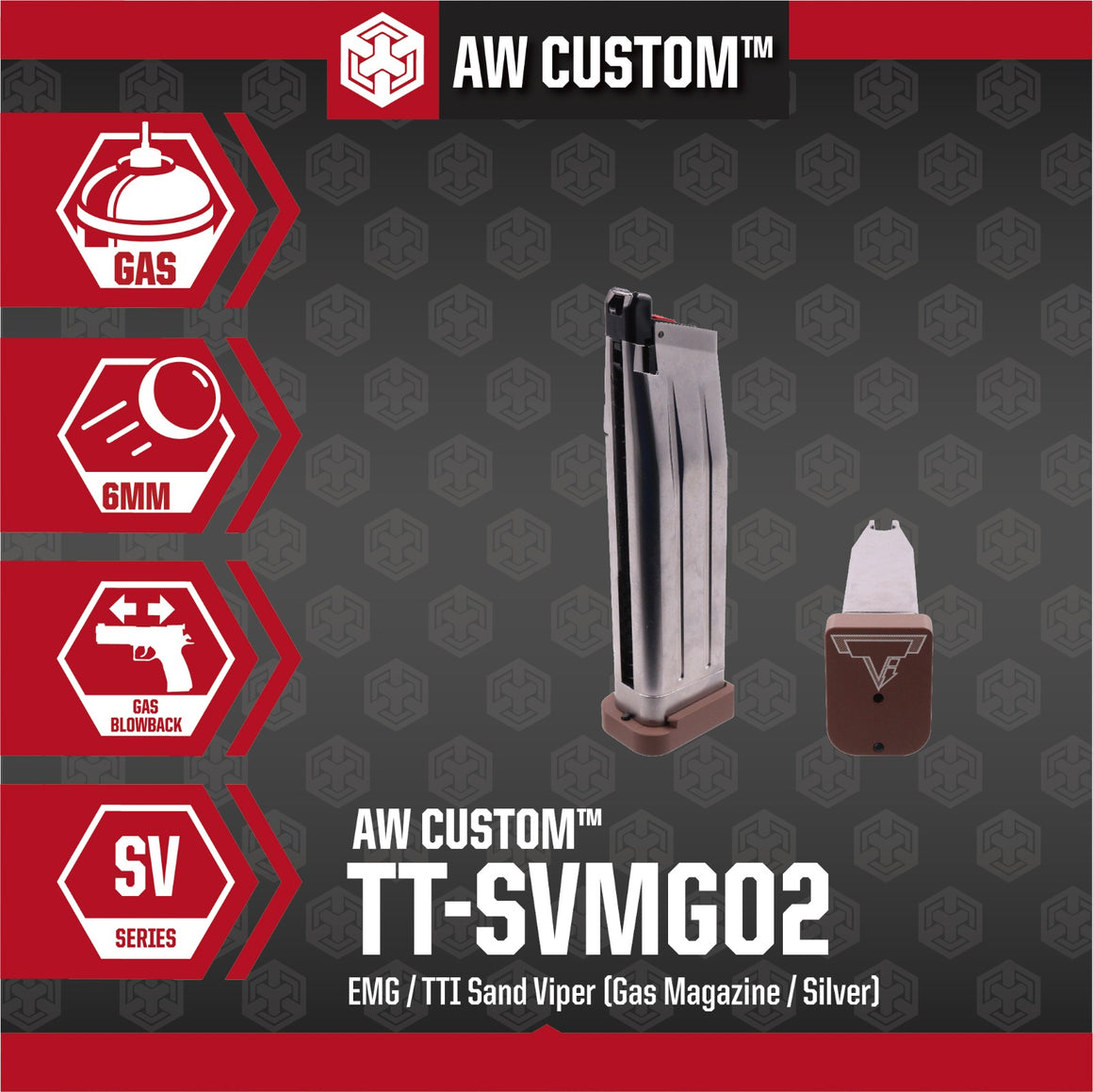 EMG / TTI Sand Viper Silver ( Gas Magazine 30 Rds ) ( TTI Hi-Capa / AW Hi-Capa Pistol ) ( TT-SVMG02 )